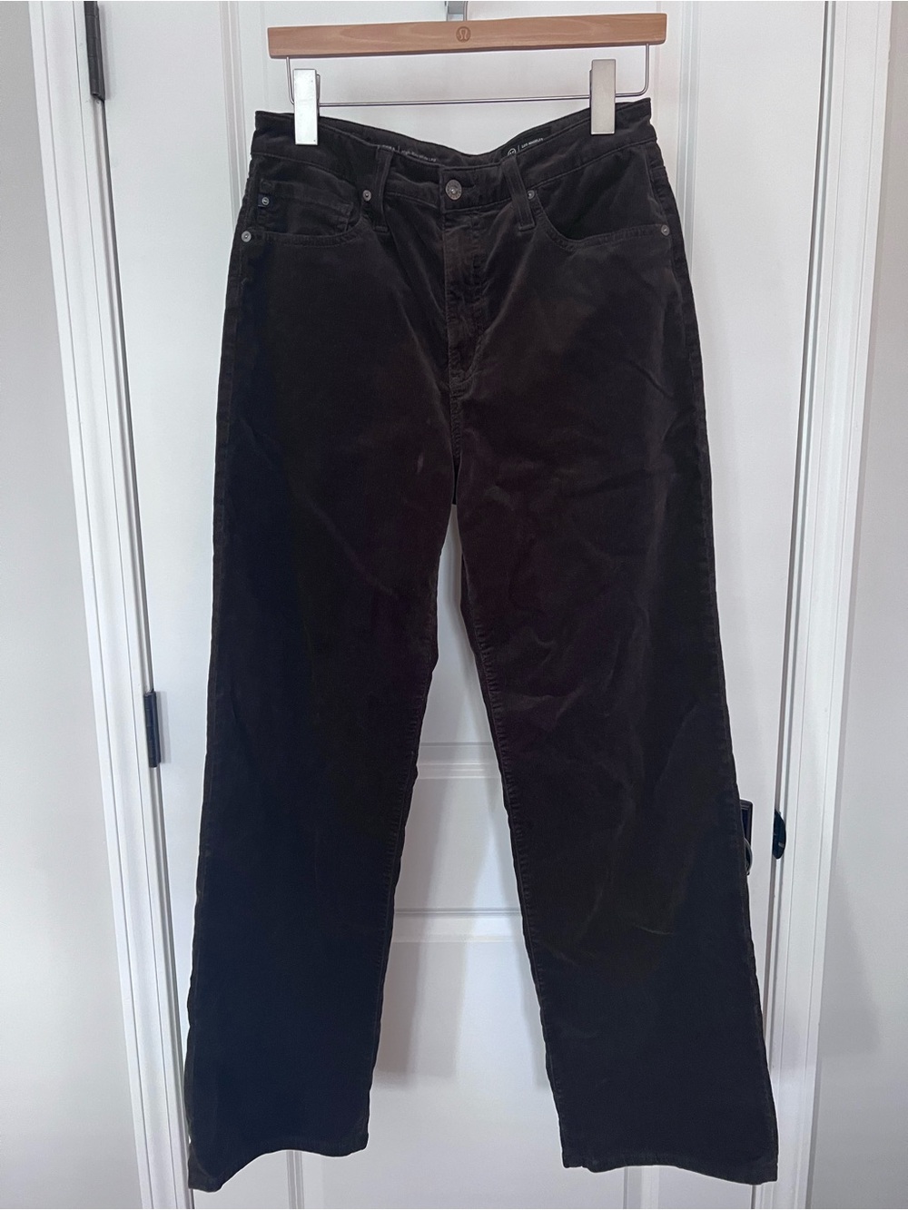 AG Jeans Kora high-rise corduroy wide-leg pants chocolate brown size 28
